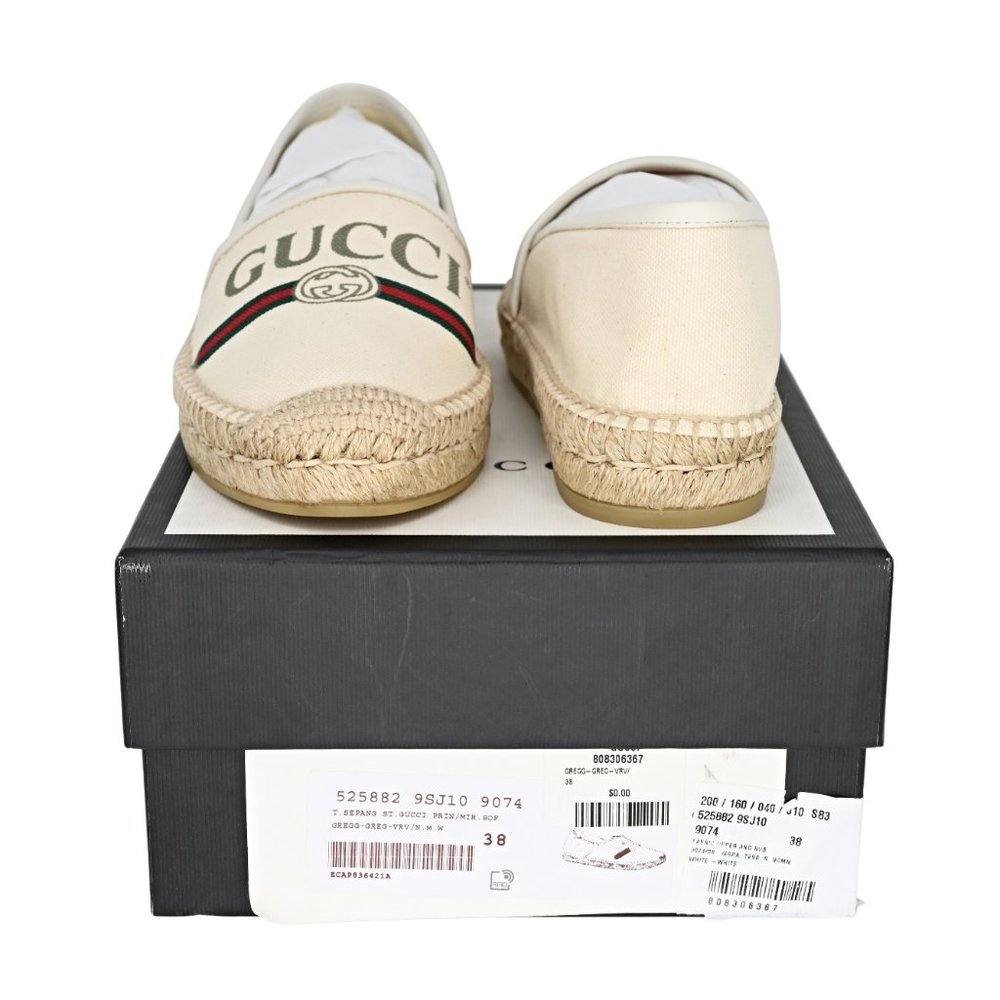 Gucci Women's Logo Print Canvas Espadrille Flats - Picture 10 of 12